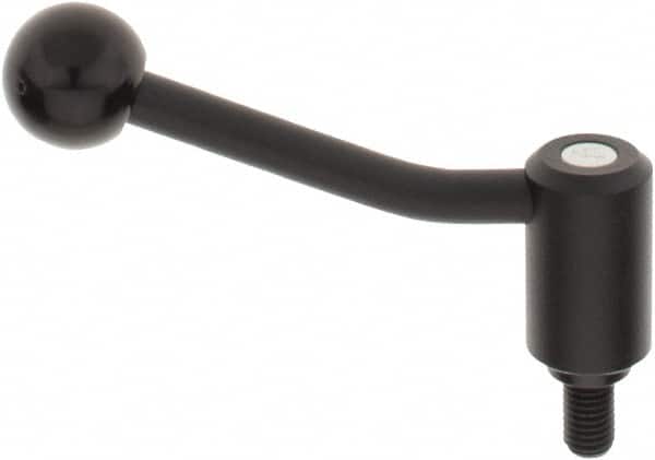 KIPP - M12 x 1.75, 1.1" Hub Diam, Steel Threaded Stud Adjustable Tension Lever with 20° Handle - 0.78" Stud Length, 4.17" OAL, 2.7" High - Americas Industrial Supply