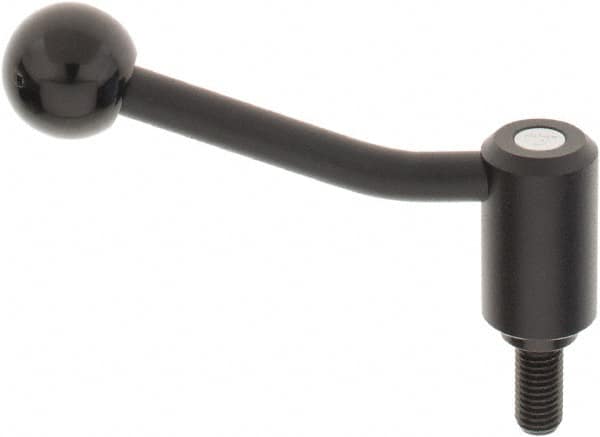 KIPP - M12 x 1.75, 1.1" Hub Diam, Steel Threaded Stud Adjustable Tension Lever with 20° Handle - 0.98" Stud Length, 4.17" OAL, 2.7" High - Americas Industrial Supply