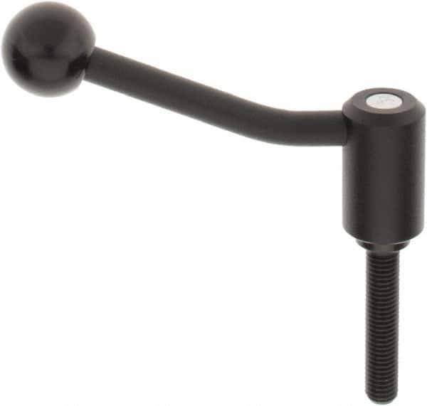 KIPP - M12 x 1.75, 1.1" Hub Diam, Steel Threaded Stud Adjustable Tension Lever with 20° Handle - 2.36" Stud Length, 4.17" OAL, 2.7" High - Americas Industrial Supply