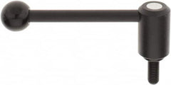 KIPP - 1/2-13, 1.3" Hub Diam, Steel Threaded Stud Adjustable Tension Lever with 0° Handle - 1.18" Stud Length, 5.3" OAL, 1.85" High - Americas Industrial Supply