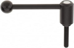 KIPP - 1/2-13, 1.3" Hub Diam, Steel Threaded Stud Adjustable Tension Lever with 0° Handle - 2.36" Stud Length, 5.3" OAL, 1.85" High - Americas Industrial Supply