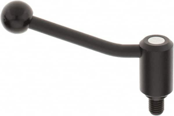 KIPP - 5/8-11, 1.3" Hub Diam, Steel Threaded Stud Adjustable Tension Lever with 20° Handle - 0.78" Stud Length, 5.06" OAL, 3.19" High - Americas Industrial Supply