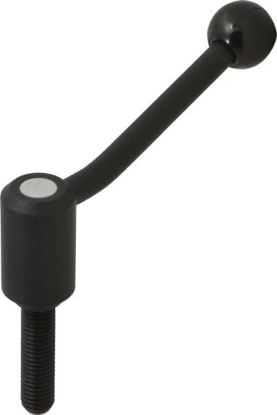 KIPP - 5/8-11, 1.3" Hub Diam, Steel Threaded Stud Adjustable Tension Lever with 20° Handle - 2.36" Stud Length, 5.06" OAL, 3.19" High - Americas Industrial Supply