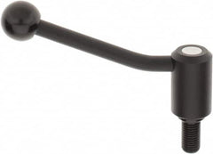 KIPP - M16 x 2.0, 1.3" Hub Diam, Steel Threaded Stud Adjustable Tension Lever with 20° Handle - 1.18" Stud Length, 5.06" OAL, 3.19" High - Americas Industrial Supply
