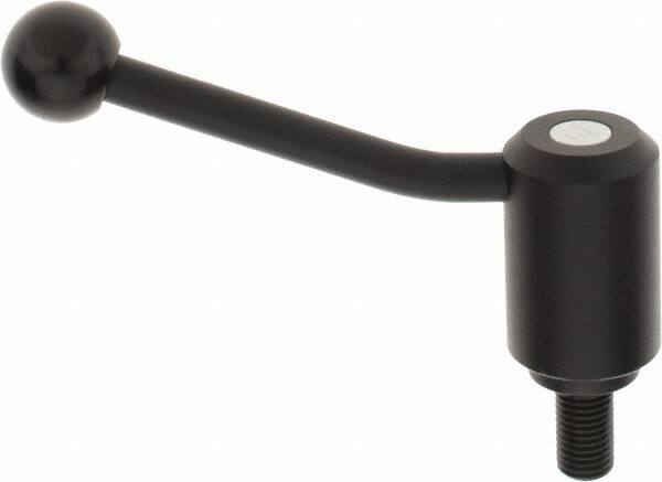 KIPP - M16 x 2.0, 1.61" Hub Diam, Steel Threaded Stud Adjustable Tension Lever with 20° Handle - 1.18" Stud Length, 5.06" OAL, 3.52" High - Americas Industrial Supply