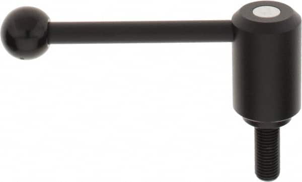 KIPP - M16 x 2.0, 1.61" Hub Diam, Steel Threaded Stud Adjustable Tension Lever with 0° Handle - 1.57" Stud Length, 5.3" OAL, 2.22" High - Americas Industrial Supply