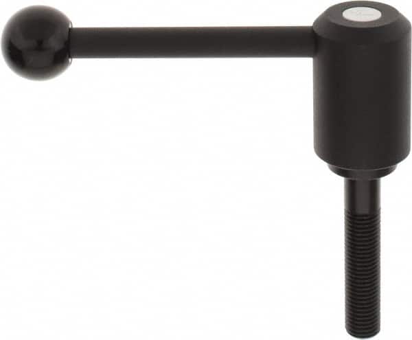 KIPP - M16 x 2.0, 1.61" Hub Diam, Steel Threaded Stud Adjustable Tension Lever with 0° Handle - 3.15" Stud Length, 5.3" OAL, 2.22" High - Americas Industrial Supply