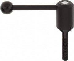 KIPP - M16 x 2.0, 1.61" Hub Diam, Steel Threaded Stud Adjustable Tension Lever with 0° Handle - 3.15" Stud Length, 5.3" OAL, 2.22" High - Americas Industrial Supply