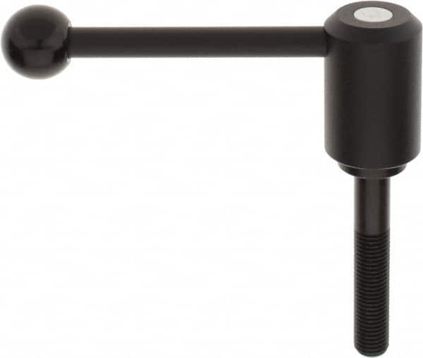 KIPP - M16 x 2.0, 1.61" Hub Diam, Steel Threaded Stud Adjustable Tension Lever with 0° Handle - 3.54" Stud Length, 5.3" OAL, 2.22" High - Americas Industrial Supply
