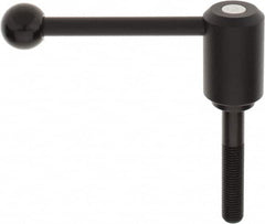 KIPP - M16 x 2.0, 1.61" Hub Diam, Steel Threaded Stud Adjustable Tension Lever with 0° Handle - 3.54" Stud Length, 5.3" OAL, 2.22" High - Americas Industrial Supply