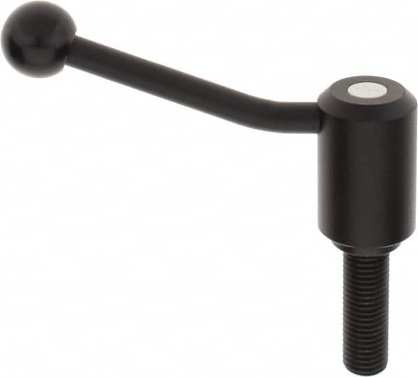 KIPP - M20 x 2.5, 1.61" Hub Diam, Steel Threaded Stud Adjustable Tension Lever with 20° Handle - 2.36" Stud Length, 5.06" OAL, 3.52" High - Americas Industrial Supply