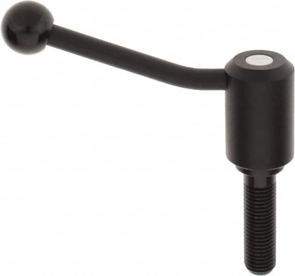 KIPP - M20 x 2.5, 1.61" Hub Diam, Steel Threaded Stud Adjustable Tension Lever with 20° Handle - 2-3/4" Stud Length, 5.06" OAL, 3.52" High - Americas Industrial Supply
