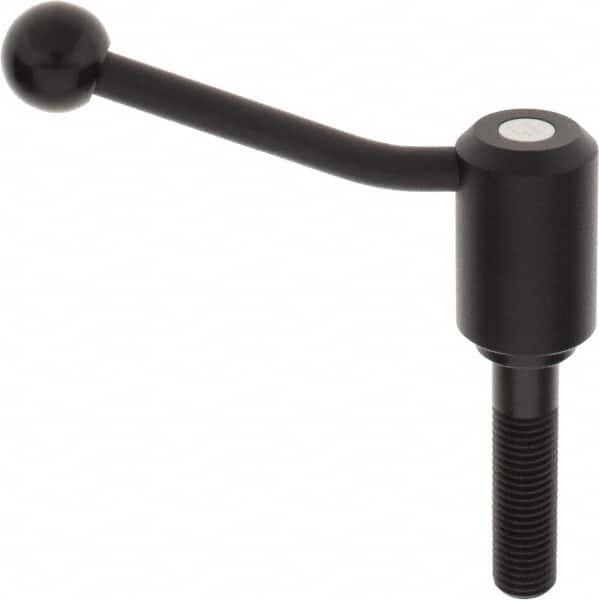 KIPP - M20 x 2.5, 1.61" Hub Diam, Steel Threaded Stud Adjustable Tension Lever with 20° Handle - 3.15" Stud Length, 5.06" OAL, 3.52" High - Americas Industrial Supply