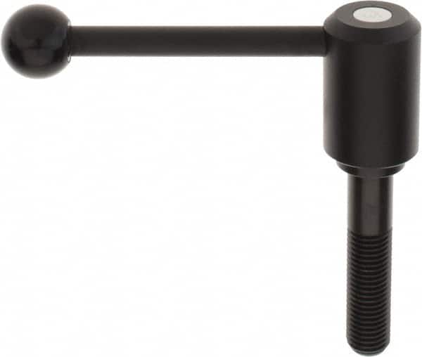 KIPP - M20 x 2.5, 1.61" Hub Diam, Steel Threaded Stud Adjustable Tension Lever with 0° Handle - 3.54" Stud Length, 5.3" OAL, 2.22" High - Americas Industrial Supply