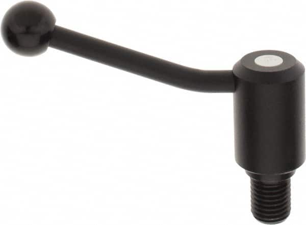 KIPP - M24 x 3.0, 1.61" Hub Diam, Steel Threaded Stud Adjustable Tension Lever with 20° Handle - 1.18" Stud Length, 5.06" OAL, 3.52" High - Americas Industrial Supply