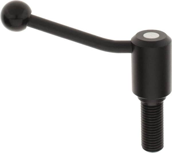 KIPP - M24 x 3.0, 1.61" Hub Diam, Steel Threaded Stud Adjustable Tension Lever with 20° Handle - 2.36" Stud Length, 5.06" OAL, 3.52" High - Americas Industrial Supply