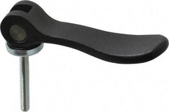KIPP - #10-32, 0.59" Hub Diam, Black Powder Coat Cast Aluminum Adjustable Clamping Handle - 1.18" Stud Length - Americas Industrial Supply