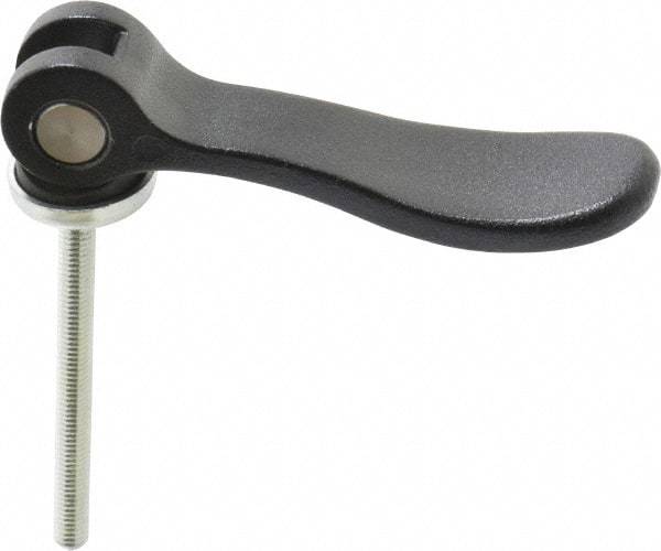 KIPP - #10-32, 0.59" Hub Diam, Black Powder Coat Cast Aluminum Adjustable Clamping Handle - 1.96" Stud Length - Americas Industrial Supply