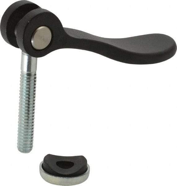KIPP - 1/4-20, 0.59" Hub Diam, Black Powder Coat Cast Aluminum Adjustable Clamping Handle - 1.18" Stud Length - Americas Industrial Supply