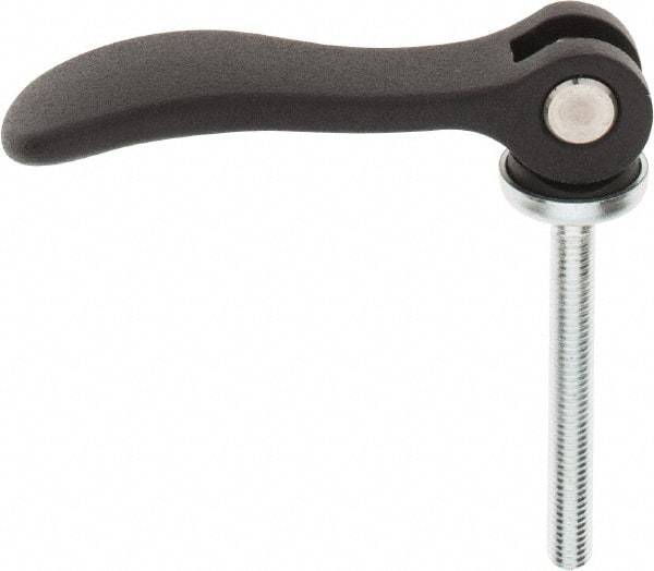 KIPP - M5 x 0.8, 0.59" Hub Diam, Black Powder Coat Cast Aluminum Adjustable Clamping Handle - 1.96" Stud Length - Americas Industrial Supply