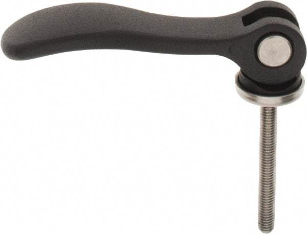 KIPP - #10-32, 0.59" Hub Diam, Black Powder Coat Aluminum (Stainless Steel Inserts) Adjustable Clamping Handle - 1.57" Stud Length - Americas Industrial Supply