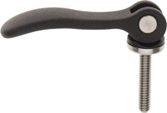 KIPP - 1/4-20, 0.59" Hub Diam, Black Powder Coat Aluminum (Stainless Steel Inserts) Adjustable Clamping Handle - 1.18" Stud Length - Americas Industrial Supply