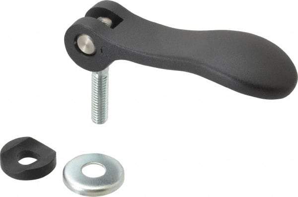 KIPP - 5/16-18, 0.94" Hub Diam, Black Powder Coat Cast Aluminum Adjustable Clamping Handle - 0.99" Stud Length - Americas Industrial Supply