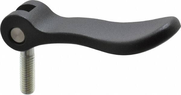 KIPP - 3/8-16, 0.94" Hub Diam, Black Powder Coat Cast Aluminum Adjustable Clamping Handle - 0.99" Stud Length - Americas Industrial Supply