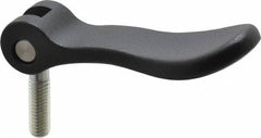 KIPP - 3/8-16, 0.94" Hub Diam, Black Powder Coat Cast Aluminum Adjustable Clamping Handle - 0.99" Stud Length - Americas Industrial Supply