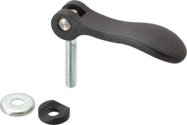 KIPP - 3/8-16, 0.94" Hub Diam, Black Powder Coat Cast Aluminum Adjustable Clamping Handle - 1.57" Stud Length - Americas Industrial Supply