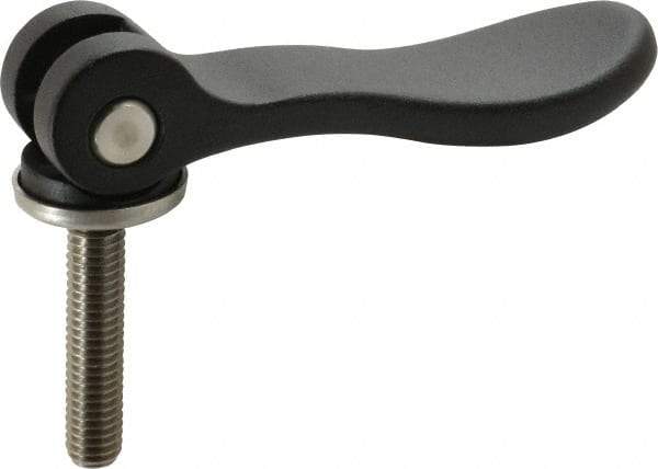 KIPP - 3/8-16, 0.94" Hub Diam, Black Powder Coat Aluminum (Stainless Steel Inserts) Adjustable Clamping Handle - 1.57" Stud Length - Americas Industrial Supply