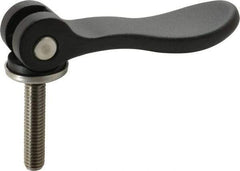 KIPP - 3/8-16, 0.94" Hub Diam, Black Powder Coat Aluminum (Stainless Steel Inserts) Adjustable Clamping Handle - 1.57" Stud Length - Americas Industrial Supply