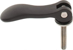 KIPP - 3/8-16, 0.94" Hub Diam, Black Powder Coat Aluminum (Stainless Steel Inserts) Adjustable Clamping Handle - 1.96" Stud Length - Americas Industrial Supply