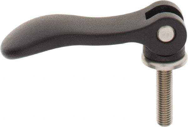 KIPP - M10 x 1.5, 0.94" Hub Diam, Black Powder Coat Aluminum (Stainless Steel Inserts) Adjustable Clamping Handle - 1.57" Stud Length - Americas Industrial Supply