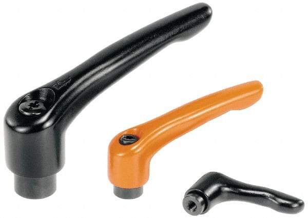 KIPP - #10-32, 0.51" Hub Diam, Zinc Die Cast (Stainless Steel Components) Tapped Insert Adjustable Clamping Handle - 1.85" OAL, 1.22" High, 0.35" Hole Depth - Americas Industrial Supply