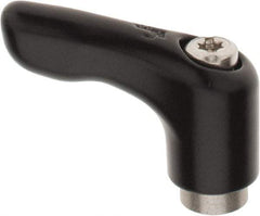 KIPP - M3 x 0.5, 13mm Hub Diam, Zinc Die Cast (Stainless Steel Components) Threaded Stud Adjustable Clamping Handle - 47mm OAL, 31mm High, 9mm Hole Depth - Americas Industrial Supply