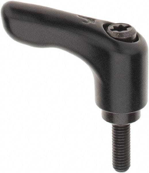 KIPP - #10-32, 0.55" Hub Diam, Zinc Die Cast (Steel Components) Threaded Stud Adjustable Clamping Handle - 0.59" Stud Length, 1.85" OAL, 1.22" High - Americas Industrial Supply