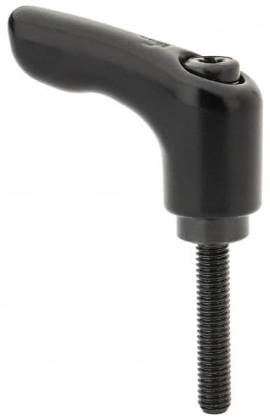 KIPP - #10-32, 0.55" Hub Diam, Zinc Die Cast (Steel Components) Threaded Stud Adjustable Clamping Handle - 0.98" Stud Length, 1.85" OAL, 1.22" High - Americas Industrial Supply
