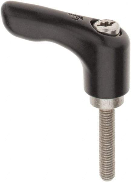 KIPP - #10-32, 0.55" Hub Diam, Zinc Die Cast (Stainless Steel Components) Stud Type Adjustable Clamping Handle - 0.98" Stud Length, 1.85" OAL, 1.22" High - Americas Industrial Supply