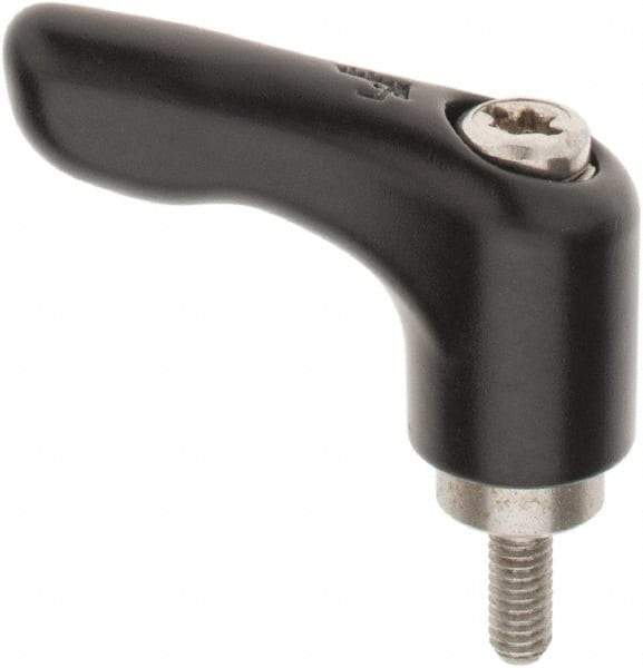 KIPP - M4 x 0.7, 13mm Hub Diam, Zinc Die Cast (Stainless Steel Components) Stud Type Adjustable Clamping Handle - 10mm Stud Length, 47mm OAL, 31mm High - Americas Industrial Supply