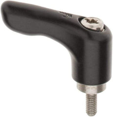 KIPP - M4 x 0.7, 13mm Hub Diam, Zinc Die Cast (Stainless Steel Components) Stud Type Adjustable Clamping Handle - 10mm Stud Length, 47mm OAL, 31mm High - Americas Industrial Supply