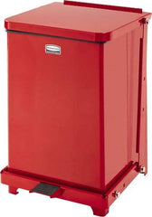 Rubbermaid - 7 Gal Square Unlabeled Trash Can - 17" High x 12" Long x 12" Wide, Red, Stainless Steel - Americas Industrial Supply