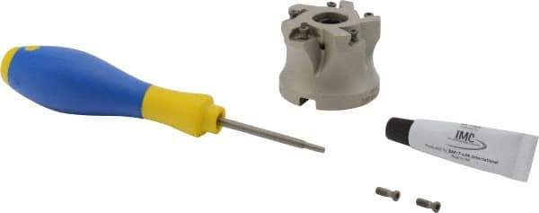 Iscar - 5 Inserts, 2" Cut Diam, 3/4" Arbor Diam, 0.118" Max Depth of Cut, Indexable Square-Shoulder Face Mill - 0/90° Lead Angle, 1.57" High, HTP LN.. 1006 Insert Compatibility, Through Coolant, Series TangPlunge - Americas Industrial Supply