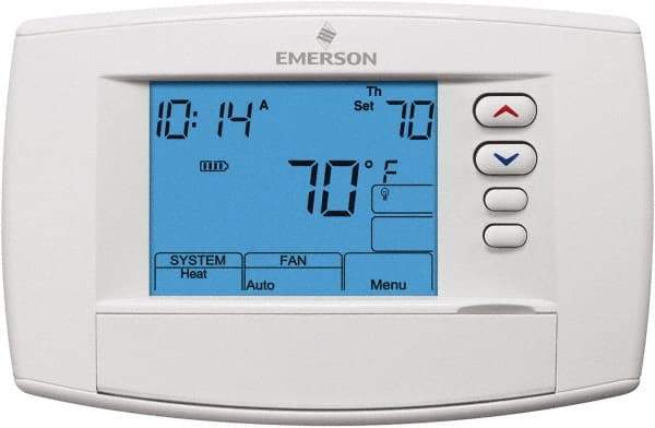 White-Rodgers - 45 to 99°F, 4 Heat, 2 Cool, Premium Commercial Digital 7 Day Programmable Universal Multi-Stage or Heat Pump Thermostat - 0 to 30 Volts, Horizontal Mount, Electronic Contacts Switch - Americas Industrial Supply