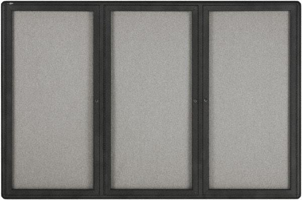 Quartet - 72" Wide x 48" High Enclosed Cork Bulletin Board - Gray - Americas Industrial Supply