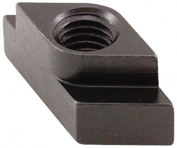 Jergens - 5/8-11 Tapped Through Quarter Turn T Slot Nut - 0.683" Slot Width, 11/16 x 7/16" Base Width x Height, 1-1/8 x 3/4" OAL x Height - Americas Industrial Supply