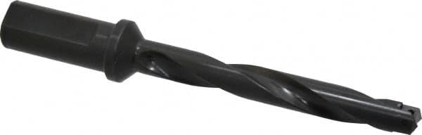 Allied Machine and Engineering - Series 1, 45/64 to 15/16" Diam, 1" Diam Straight Shank with Flange, Helical Flute Spade Drill - 4-5/8" Max Depth, 6-15/64" Body Length, 8-3/8" OAL, Intermediate Length, Through Coolant - Americas Industrial Supply