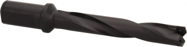 Allied Machine and Engineering - Series 2, 31/32 to 1-3/8" Diam, 1-1/4" Diam Straight Shank with Flange, Helical Flute Spade Drill - 5-3/8" Max Depth, 7-13/64" Body Length, 9-11/32" OAL, Intermediate Length, Through Coolant - Americas Industrial Supply