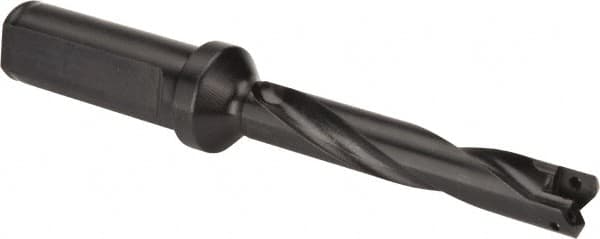 Allied Machine and Engineering - Series 0, 33/64 to 11/16" Diam, 3/4" Diam Straight Shank with Flange, Helical Flute Spade Drill - 2-1/2" Max Depth, 3-47/64" Body Length, 5-21/32" OAL, Standard Length, Through Coolant - Americas Industrial Supply