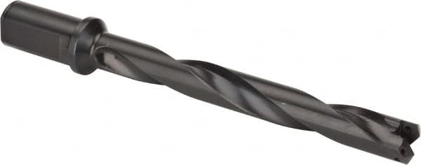 Allied Machine and Engineering - Series 2, 31/32 to 1-3/8" Diam, 1-1/4" Diam Straight Shank with Flange, Helical Flute Spade Drill - 7-3/8" Max Depth, 9-13/64" Body Length, 11-11/32" OAL, Standard Length, Through Coolant - Americas Industrial Supply